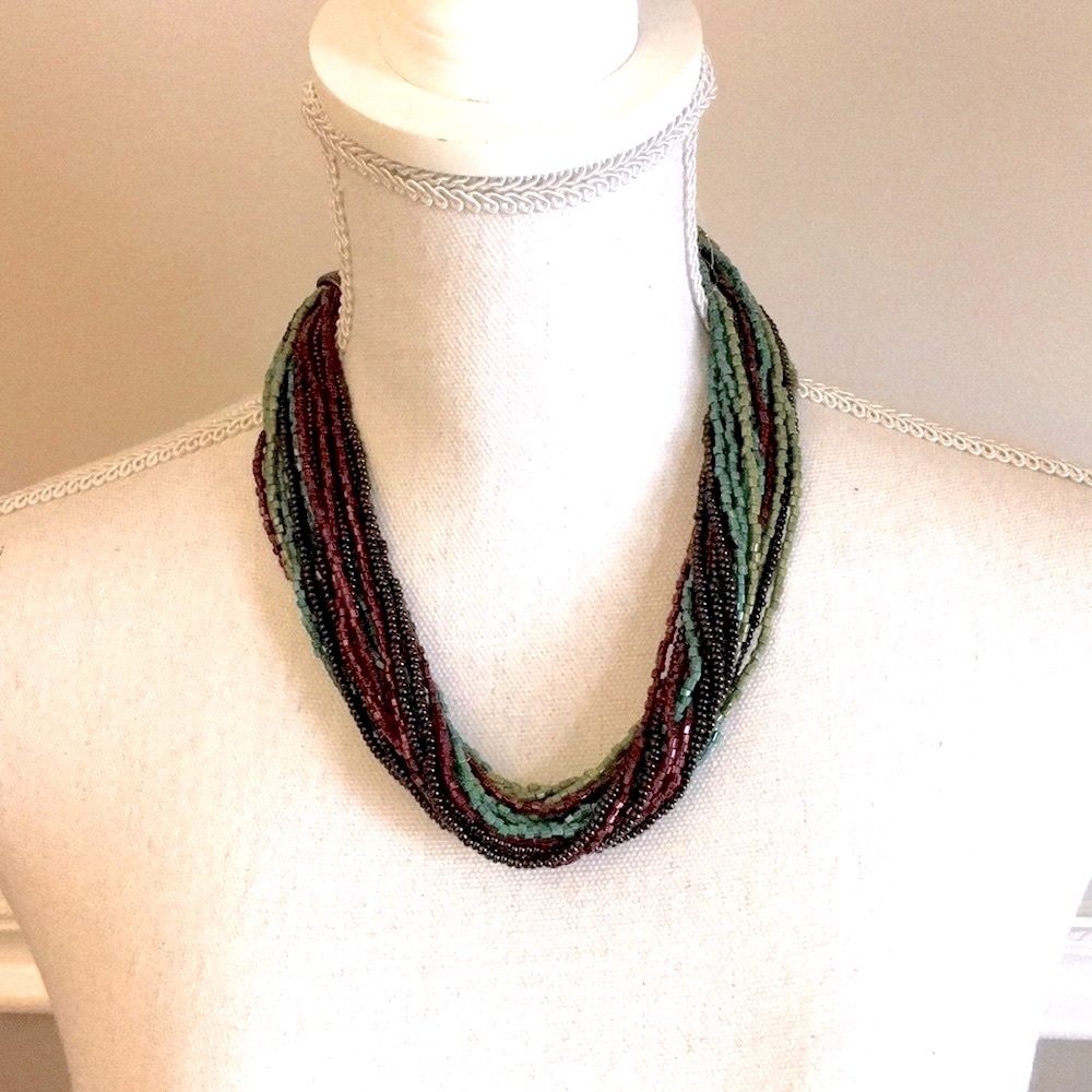 Vintage multi strand bead necklace two ways to wear